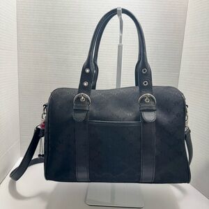 Etienne Aigner Signature Canvas & Leather Trim Purse, Black, Keychain Included